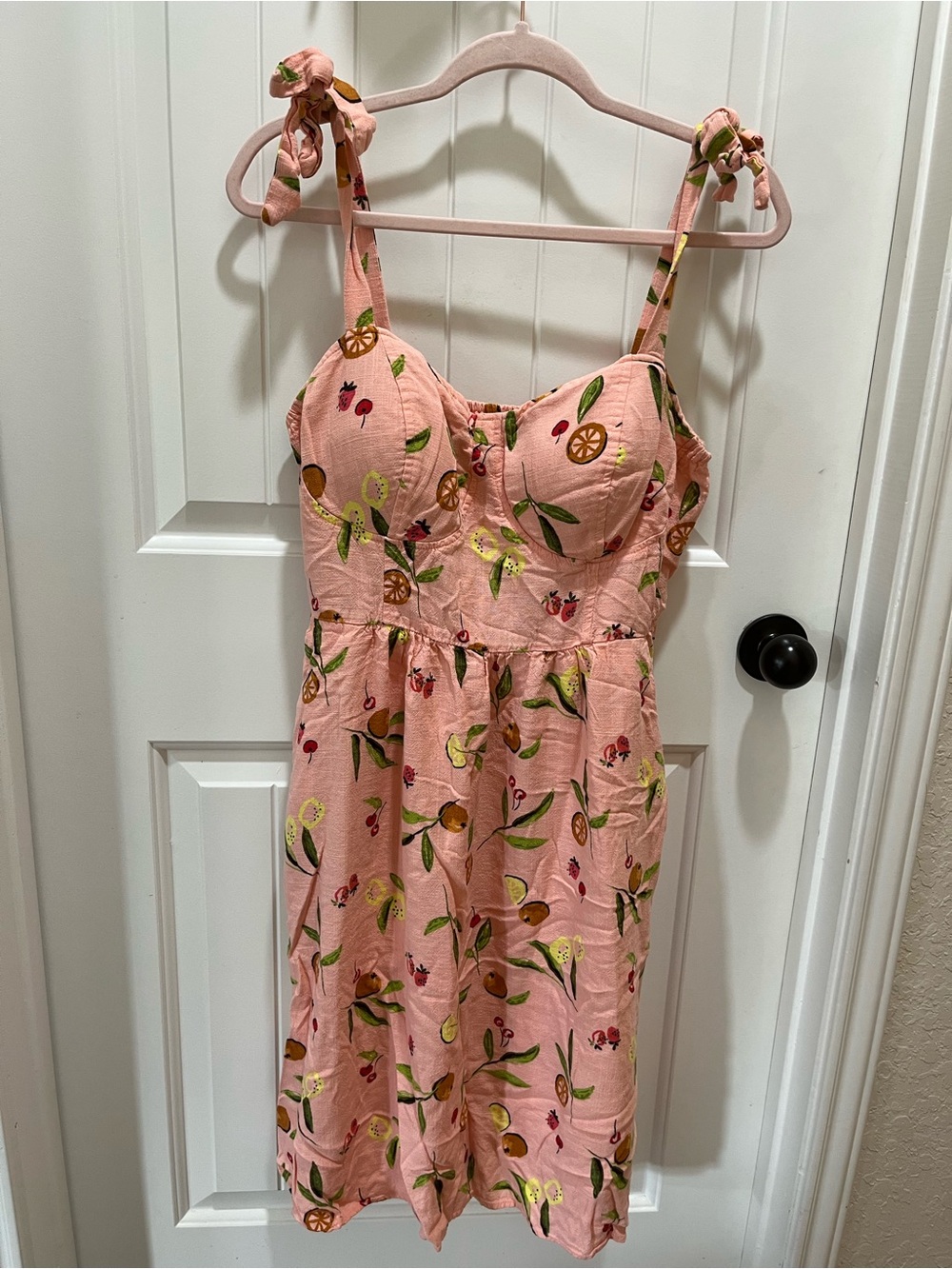 LC Lauren Conrad Women's Pink Summer Dress with Fruit Print - XXL